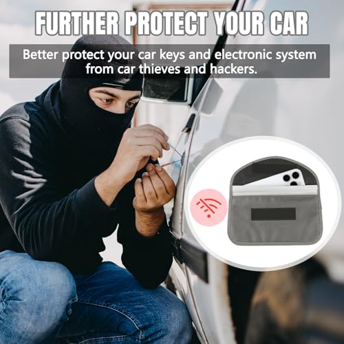 2PCS Faraday Bag for Phones and Car Keys, Keyless Entry RFID Signal Blocking Bag Key Fob Protector, Anti-Theft Faraday Pouch for Cell Phone Privacy Protection, Signal Shielding (Silver) - color: Silver