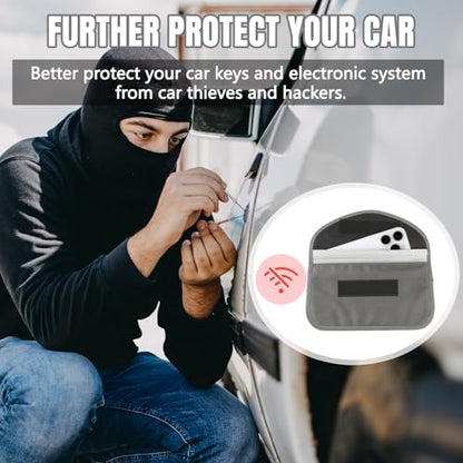 2PCS Faraday Bag for Phones and Car Keys, Keyless Entry RFID Signal Blocking Bag Key Fob Protector, Anti-Theft Faraday Pouch for Cell Phone Privacy Protection, Signal Shielding (Silver) - color: Silver