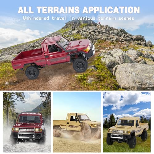 MN82 RC Rock Crawler, 2.4Ghz Toyota Remote Control Truck, 4WD 2 Speeds Switch RC Crawler Off-Road Pick-up with 2 Upgraded 1200mah Battery, 1/12 Scale Trucks (with Gift) - color: Yellow-1
