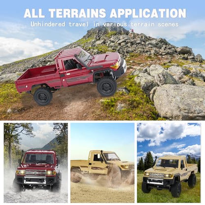 MN82 RC Rock Crawler, 2.4Ghz Toyota Remote Control Truck, 4WD 2 Speeds Switch RC Crawler Off-Road Pick-up with 2 Upgraded 1200mah Battery, 1/12 Scale Trucks (with Gift) - color: Yellow-1