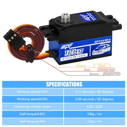 2PCS 12kg Low Profile Servo RC Digital Servo High Torque Full Metal Gear & Steering Servo Arm for 1/10 RC Car - size: 12KG Low Profile Servo-2PCS