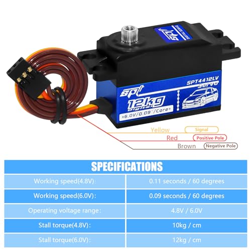 12kg Low Profile Servo RC Digital Servo High Torque Full Metal Gear & 25T Metal Servo Horn Digital Servo for 1/10 RC Car Tamiya Kyosho On-Road Touring Drift Car - size: 12KG Low Profile Servo&25T Servo Horn