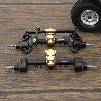 RCAWD Front Rear Portal Axle Set for Axial SCX24 Wrangler Bronco Gladiator C10 Deadbolt Crawlers Upgrade Parts (Black) - color: Black