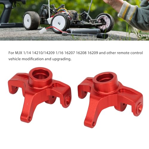 1 Pair RC Front Steering Cup, Aluminum Alloy RC Steering Knuckles for MJX 1/14 14210 1/16 16208, Upgraded Remote Control Car Parts(Red) - color: Red