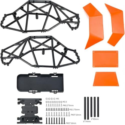 AMK RC Crawler Roll Cage, 1/10 Scale Nylon Rock Buggy Body Cage for Axial SCX10 SCX10 II, Durable RC Rock Crawler Upgrade Part (Orange) - color: Orange