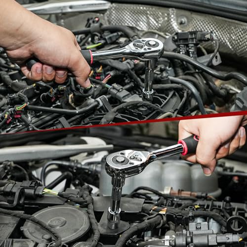 Egofine 34 Pieces 3/8 inch Drive Socket Ratchet Wrench Set, with Socket Set Metric/SAE and Extension Bar for Auto Repairing and Household, with Storage Case - style: 3/8" 34 PCS