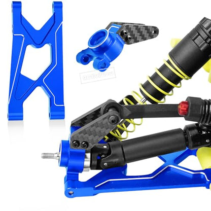 RC Upgrades Part for 1/10 Gorgon 2WD RTR Brushed Monster Truck(ARA3230T1),Aluminium Alloy Suspension Arms & Caster Block C Hub & Steering Blocks & Rear Stub Axle Carriers,Navy Blue - color: Navy Blue(1set)