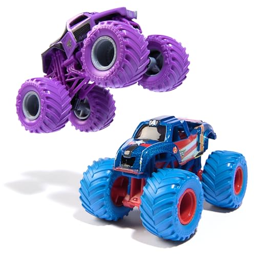 Monster Jam, Marvel Official Captain America Vs. Black Panther Die-Cast Monster Trucks, 1:64 Scale, Kids Toys for Boys and Girls Ages 3 and up - color: Captain America Vs Black Panther