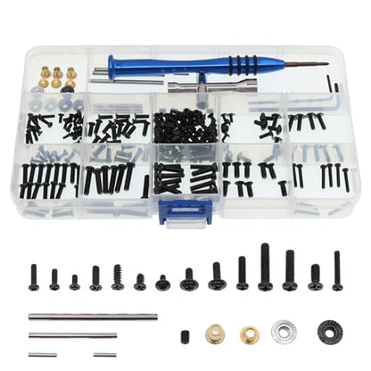 RC Car Screws Kit Repair Tool Box Hardware Fasteners Replacement Compatible with WLtoys 1/14 144010 144001 144002 1/12 124016 124017 124018 124019 RC Car Upgrade Parts