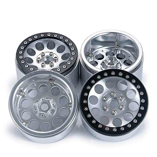 RCLIONS 4PCS Aluminum Alloy 2.2" Beadlock Wheels Rims 35mm for 1/10 RC Rock Crawler Car Axial Wraith 90018