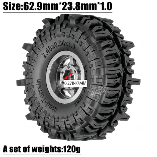 1.0 RC Wheel RC Tires for 1/18 1/24 Trx4 m Axia l SCX24,1.0" Beadlock RC Truck Tires and Wheel Highway Tires Wheel Rim,Rubber Tires Aluminium Wheel Rim,Titanium - color: Titanium(1.0tires)