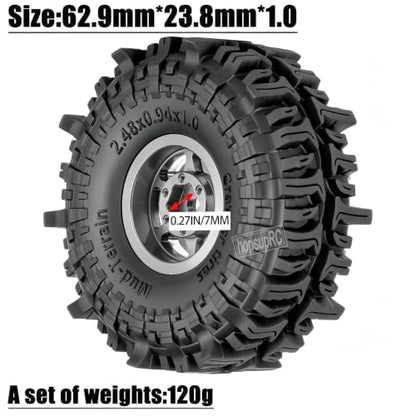 1.0 RC Wheel RC Tires for 1/18 1/24 Trx4 m Axia l SCX24,1.0" Beadlock RC Truck Tires and Wheel Highway Tires Wheel Rim,Rubber Tires Aluminium Wheel Rim,Titanium - color: Titanium(1.0tires)