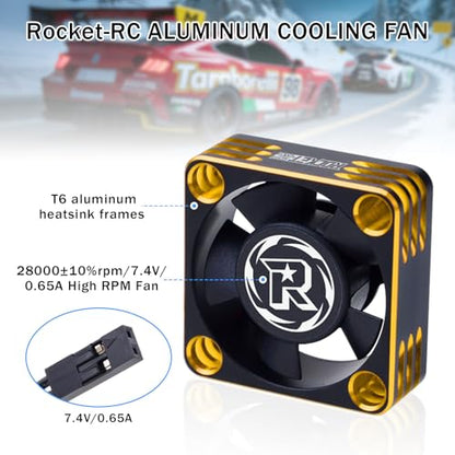 2Pack RC Cooling Fan 30mm 28000RPM 8.4V Aluminum ESC Heatsink for RC Car 1/8 1/10 1/12 Scale 540 550 Brushless Motor (Black Gold) - style: 2pack 30mm Black Gold