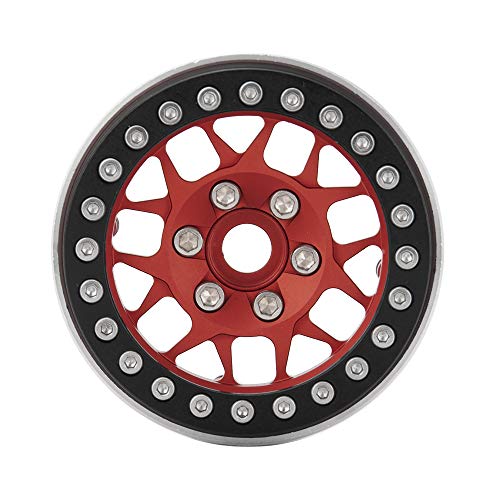 4pcs Aluminum Alloy 2.2inch Beadlock Wheels Rims for Axial Wraith SCX10 TRX4 1/10th RC Rock Crawler Car (Red) - color: Red
