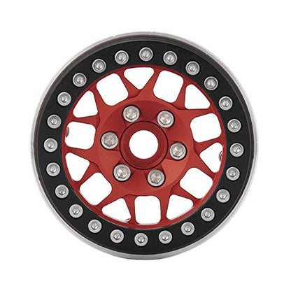 4pcs Aluminum Alloy 2.2inch Beadlock Wheels Rims for Axial Wraith SCX10 TRX4 1/10th RC Rock Crawler Car (Red) - color: Red