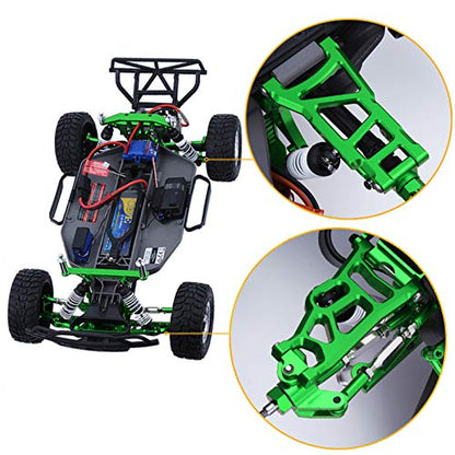 Hobbypark Aluminum Suspension Arms Set (Front & Rear), w/Tie Bar for 1/10 Traxxas Slash 2WD RC Car Upgrade Parts Hop Ups, Replace 2555 3631 2532 (Green-Anodized) - color: Green