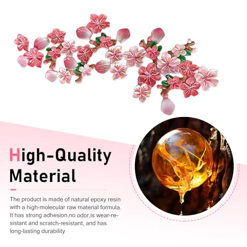 32 PCS 3D Peach Blossom Car Sticker, Resin Material Self-Adhesive Car Body Exterior Decorative Sticker, DIY Personalized Auto Door Ornament, Universal for Most Cars SUVs Trucks (Pink)