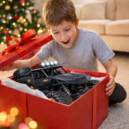 1:12 Large RC Rock Crawler, Remote Control Car 4WD Off Road Truck with Metal Shell, LED Headlights, Dual Motors, Shock Absorbers, 2 Batteries, All Terrain Monster RC Car for Kids Teens Adults Silver - size: 1:12 Silver Crawler