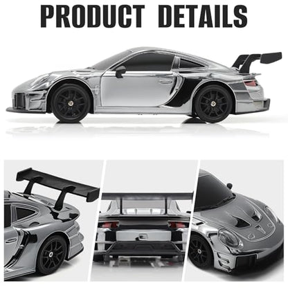 RC Drift Car, 1:24 4WD Remote Control Cars Vehicle with LED Light,2.4GHz 20KM/H High Speed RC Cars with Two Batteries & Drifting Tires Racing Sport Toy for Adults Boys Girls Kids Silve - color: Silver