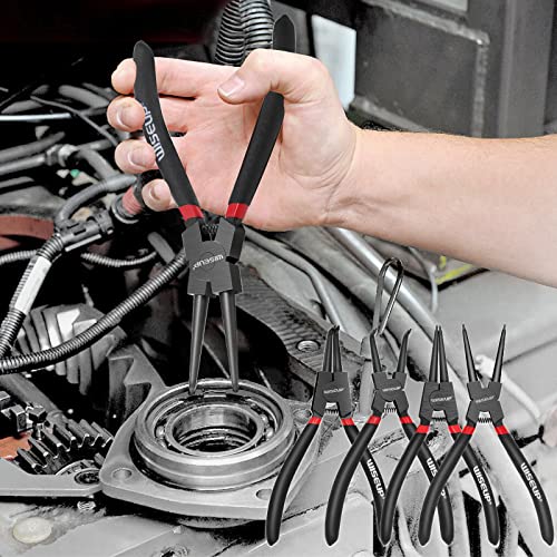 WISEUP 4PCS Snap Ring Pliers Set With 225pcs Retaining Ring Set - color: Circlip Pliers Set With Snap Rings, size: 7 inch