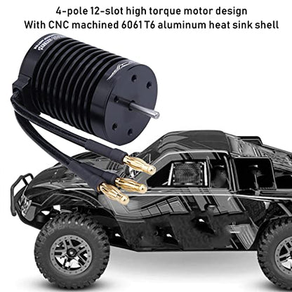 Sensorless Brushless Motor, 4370KV 1/10 RC Accessory for Surpass F540, 4 Pole RC Motor for Cars Trucks, High RPM