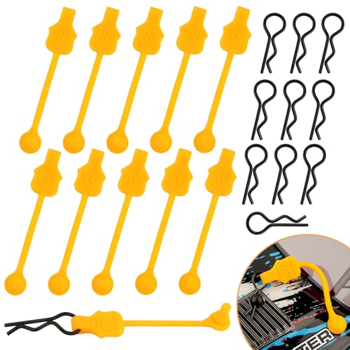10 Pieces 1.2mm RC Body Shell Clips Pin with Pull Tabs Compatible with All 1/10 1/12 Scale Traxxas Arrma Redcat Axial Losi HSP HPI Kyosho RC Car Truck Crawler Body Shell Upgrades(Orange) - color: Orange