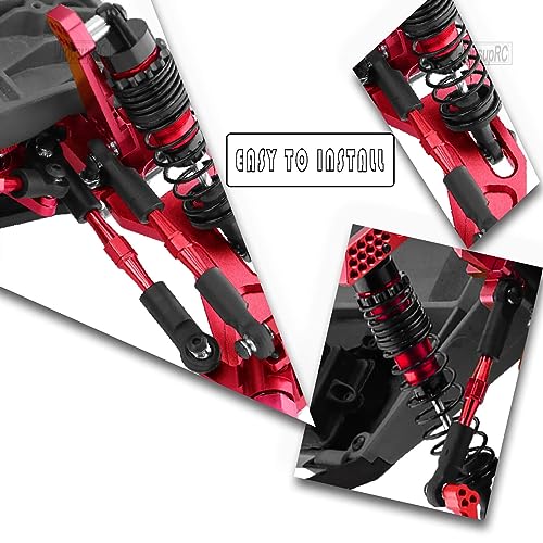 Upgrades Part for 1/10 Rustler/Stampede/Slash VXL 4X4,Big Bore RC Shocks&Steel Drive Shaft CVD&A Arm&Caster Block,Steering Blocks,Rear Stub Axle Carriers&Steering Bellcranks&Hex Hub,Red - color: Red/(6 Piece Set)