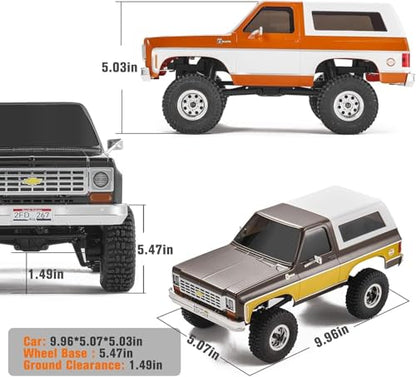 EAZYRC X FMS 1/24 Chevy K5 S Blazer 1976s RC Truck RTR Orange, with Lisense RC Crawler, 4WD 5Km+ 2-Speed Transmission RC Car Off-Road Vehicle?Play as Soon as You get it?Orange? - color: Orange