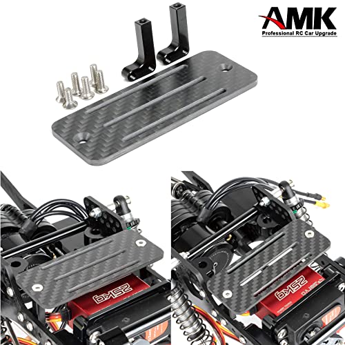 Carbon Fiber Battery Tray ESC Receiver Mount for 1/10 SCX10 RC Crawler Cheater Rigs LCG Chassis Lower Center of Gravity Rails - color: Black