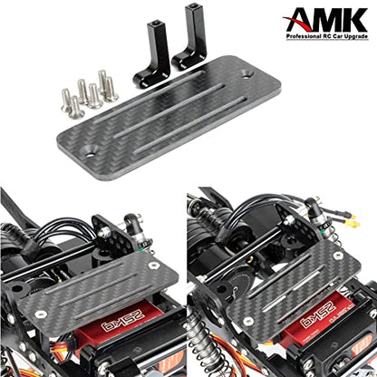 Carbon Fiber Battery Tray ESC Receiver Mount for 1/10 SCX10 RC Crawler Cheater Rigs LCG Chassis Lower Center of Gravity Rails - color: Black