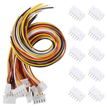 Alinan 20pcs JST-XH2.54mm 5 Pin Connector Kit, Included 10pcs Mini 5 Pin 26AWG Female Connector Plug with 200mm Cable Wire and 10pcs Micro 5Pin Male Connector Plug - color: 5Pin 26AWG 200mm Cable