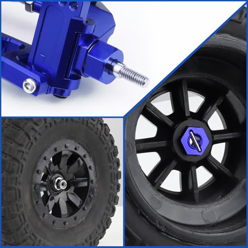 Hobbypark Anodized Aluminum Hex Wheel Hubs Pins and M4 Flanged Lock Nuts Washers Set for Traxxas Slash 2WD 1/10 Upgrade Parts Replace 1654 3654 (Navy Blue) - color: Navy Blue