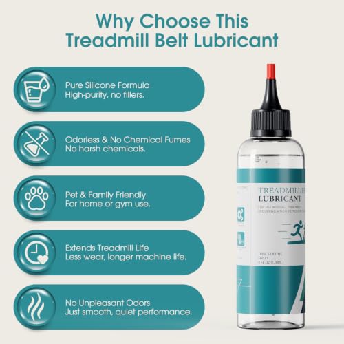 Treadmill Belt Lubricant, 100% Silicone Treadmill Lube High-Temperature Resistant Stable Non-Toxic Odorless Lubricant, with Application Tubes and Precision Screw Caps, 8 Ounces - color: 8.4 Ounce - 500cs