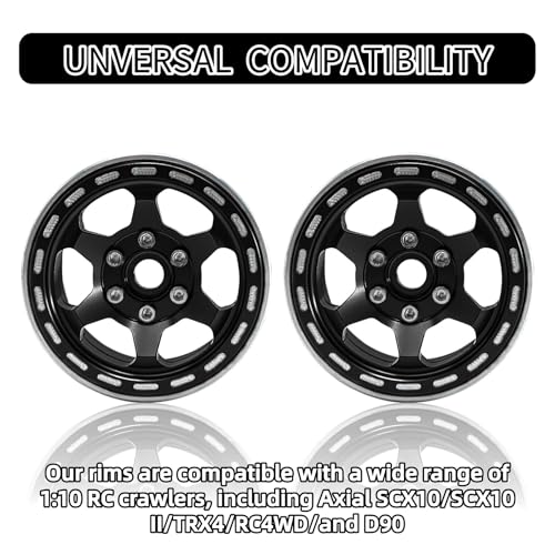 1.9 Beadlock Wheels, 4pcs Black | Aluminum RC Rims Hub with Positive Offset 12mm Hex for 1/10 RC Crawler Axial SCX10 II III 90046 AXI03007 Traxxas TRX4 TRX6 - color: Retro Style-black
