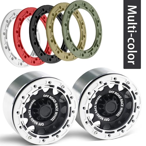 2.6” Beadlock Wheel Rims 4pcs for Scale RC Off Road Race, Use for OD 135mm Tires, Stamped Steel Wheel with 17mm/12mm Hexes Compatible with MJX H8H MK07 KM4 4082/83 1/7 1/8 1/10 Off Road Crawler Car - color: 2.6in A-rim-white
