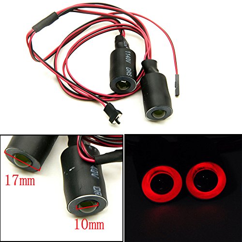 QUE-T 17mm 2 LEDs Angel Eyes & Demon Eyes LED Headlight/Back Light for 1:10 RC Model Crawler Cars, (Red + White, 17MM) - color: Red + White, size: 17MM