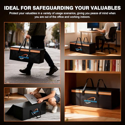 Large Fireproof Document Bags, 24x12x12" Waterproof Storage Firesafe Bag, Large Capacity Waterproof Photo Storage Box with Reflective Strip for Valuables & Passport, Silicone Coating & Zipper Closure