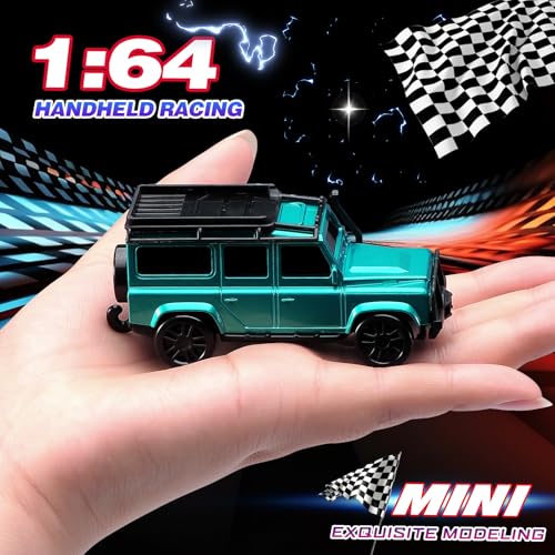 1/64 Scale Desktop Drift RC Car,Mini RC Sports Car 2.4Ghz with Gyro Mini Drift Racing Remote Contrl Cars Model Toys Hobby Gift for Adults and Kid Children's (SUV-Green) - color: Suv-green