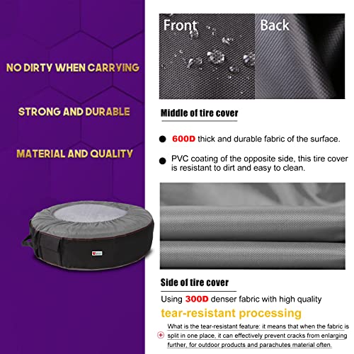 Seasonal Tire Totes, Spare Tire Cover, Portable Winter Wheel, Handle for Easy Transportation, Fits Tires Tire Diameters 21” to 31.5”, Set of 4 Bags Gray