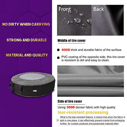 Seasonal Tire Totes, Spare Tire Cover, Portable Winter Wheel, Handle for Easy Transportation, Fits Tires Tire Diameters 21” to 31.5”, Set of 4 Bags Gray
