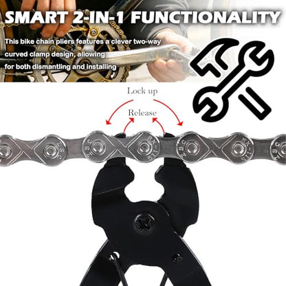 Upgraded 2-in-1 Two-Way Bike Chain Tool,Multi-Function Arc Snap Bicycle Chain Tool with Return Spring,Quick Install & Dismantle Master Link Pliers for 6-12 Speed Chains