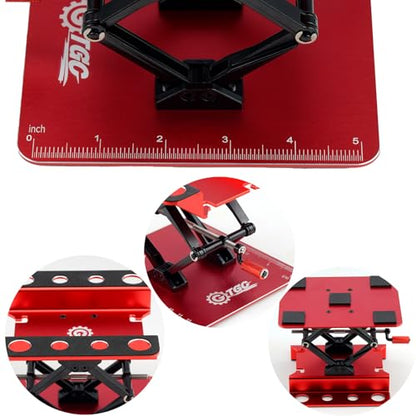 RC Car Adjustable Height Work Stand with Screwed Tray Made of Aluminum Alloy Suit for TRX4M Axial Arrma Redcat Losi Etc 1/8 1/10 1/12 1/14 1/16 1/18 RC Car Tool Set (Red) - color: Red