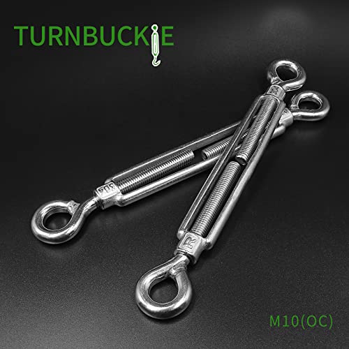 6PCS M10 Eye & Eye Turnbuckle 304 Stainless Steel Turnbuckle Wire Rope Tension Heavy Duty Turnbuckles for Cable Railing Wire Rope Hardware Kit (M10, Eye & Eye) - style: Eye & Eye-M-10
