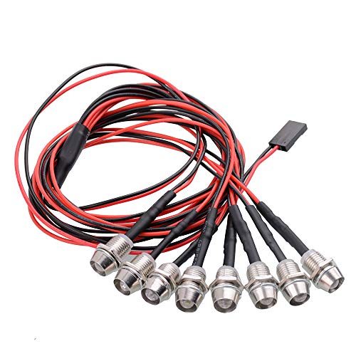 ShareGoo 8Leds LED Light Headlights Taillight Kit Accessories Compatible with Traxxas HSP Tamiya Redcat Axial SCX10 RC Car Truck Tank Crawler,White