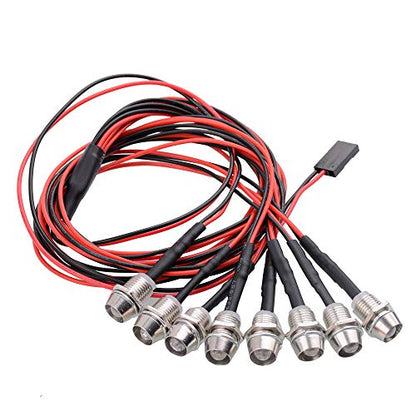 ShareGoo 8Leds LED Light Headlights Taillight Kit Accessories Compatible with Traxxas HSP Tamiya Redcat Axial SCX10 RC Car Truck Tank Crawler,White