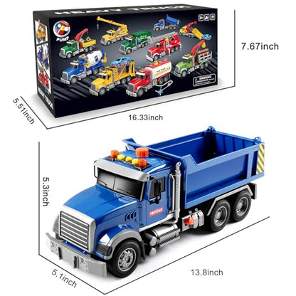 Dwi Dowellin Toddler Trucks Toys for Boys Age 3-5,Big Dump Truck with Lights and Sounds,Kids Boy Toys Christmas Birthday Gift Car - style: dump truck
