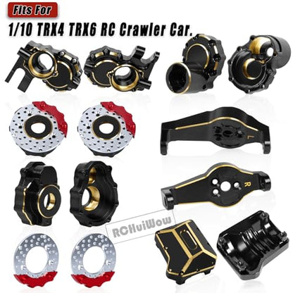 RC Brass Diff Cover,Inner Front Portal Steering Knuckles,Outer Portal Knuckle Cover,Front Rear Caster Blocks C Hub Carrier,Upgrades Part for 1/10 TRX4 TRX6 RC Crawler Car,Black