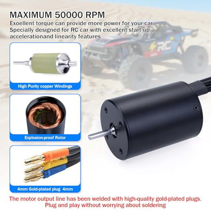 SurpassHobby 3650 3900KV 3.175mm Shaft High Speed Waterproof Motor for Most of 1:10 Scale RC Vehicles Truck Update Parts - size: 3900KV, style: 3650 Motor