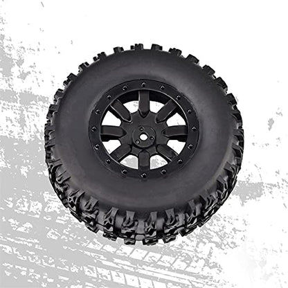 Hosim 1/10 RC Car Tires and Wheels with Foam Insert M4 Hex Hub for for Axial/SCX10/Losi TRX HSP CC01 D90 D110 Offroad Racing RC Truck Crawler 9mm Wheel OD 3.94 inch/100mm
