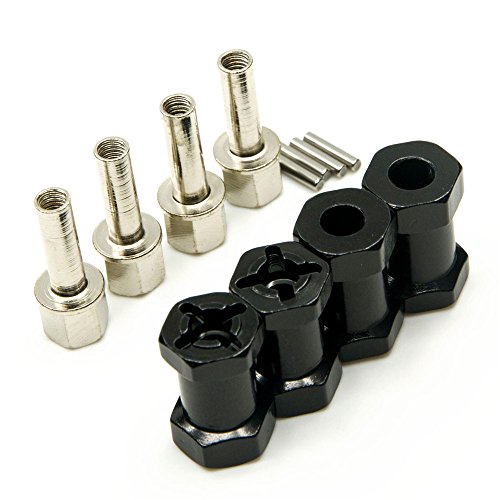 RC 12mm Wheel Hex Drive Hubs Combiner Coupler Aluminum 15mm/20mm/25mm/30mm Offset Extension Longer Combiner Drive Adapter for 1/10 Axial SCX10 Wraith RC Car Upgrade Parts (Black - 20mm) - color: Black - 20mm
